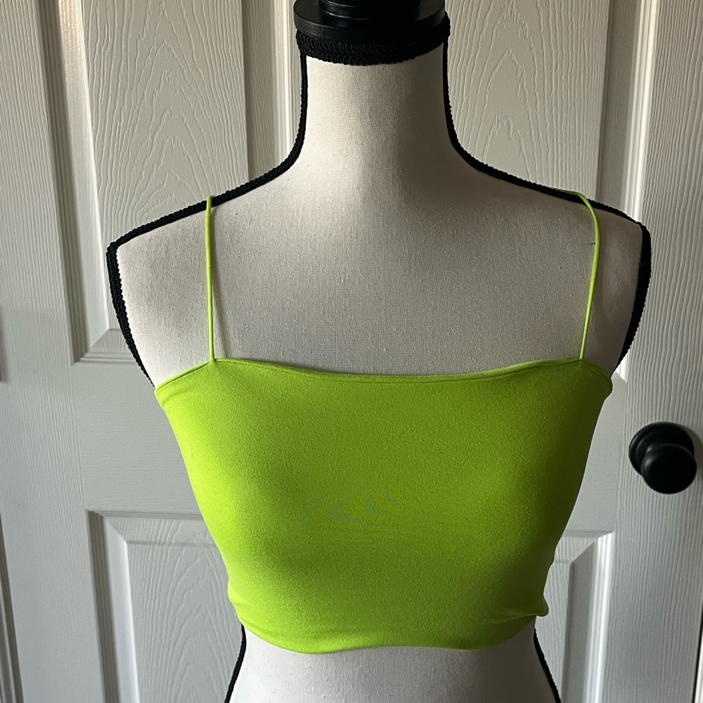 SHEIN Lime Green Fitted Crop Camisole